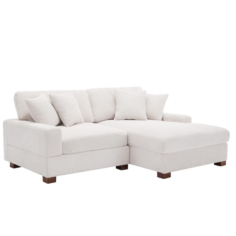 Modern L-Shaped Corduroy Modular Sectional Couch Sofa with Pillows