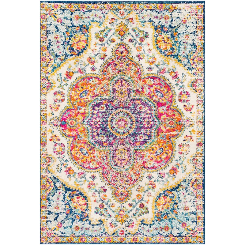 Livabliss Hal Vintage Boho Traditional Pink Medallion Area Rug