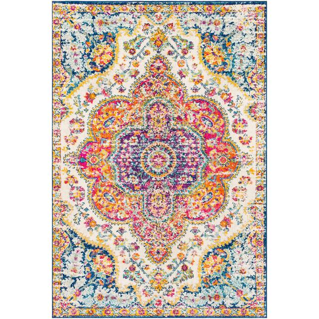 Hal Vintage Boho Traditional Pink Medallion Area Rug