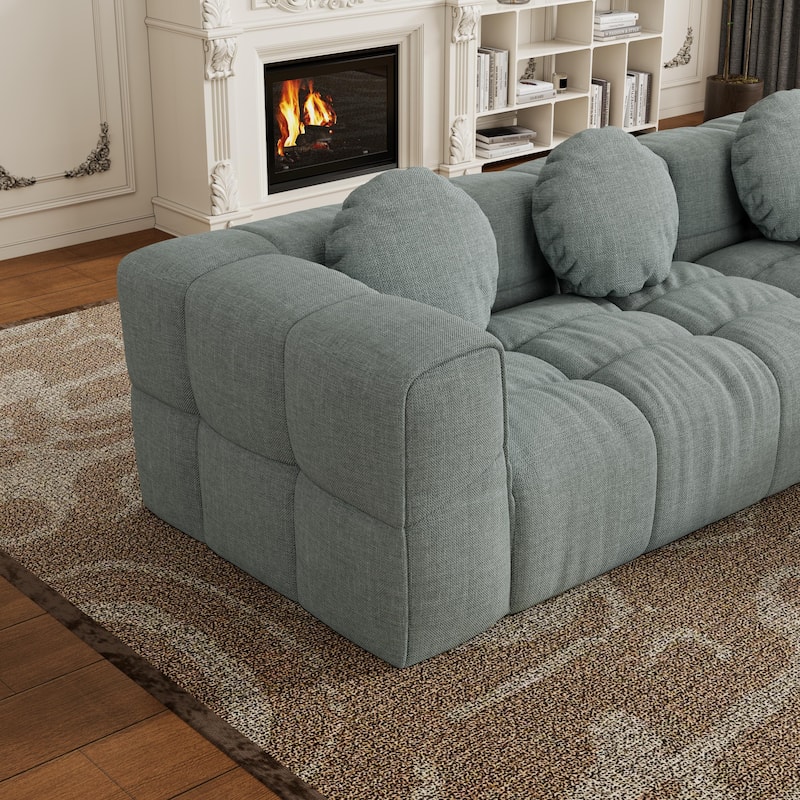 103" Chenille L-Shaped Sectional Sofa with Right Recliner, 3 Pillows and Modular Design