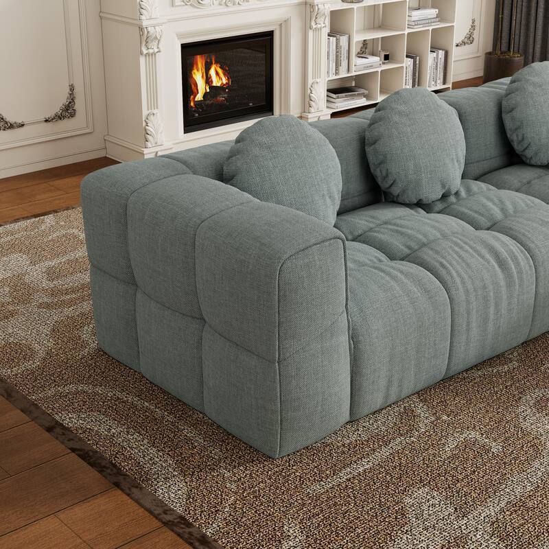 103" L-Shaped Chenille Sectional Sofa with Left Recliner & Pillows