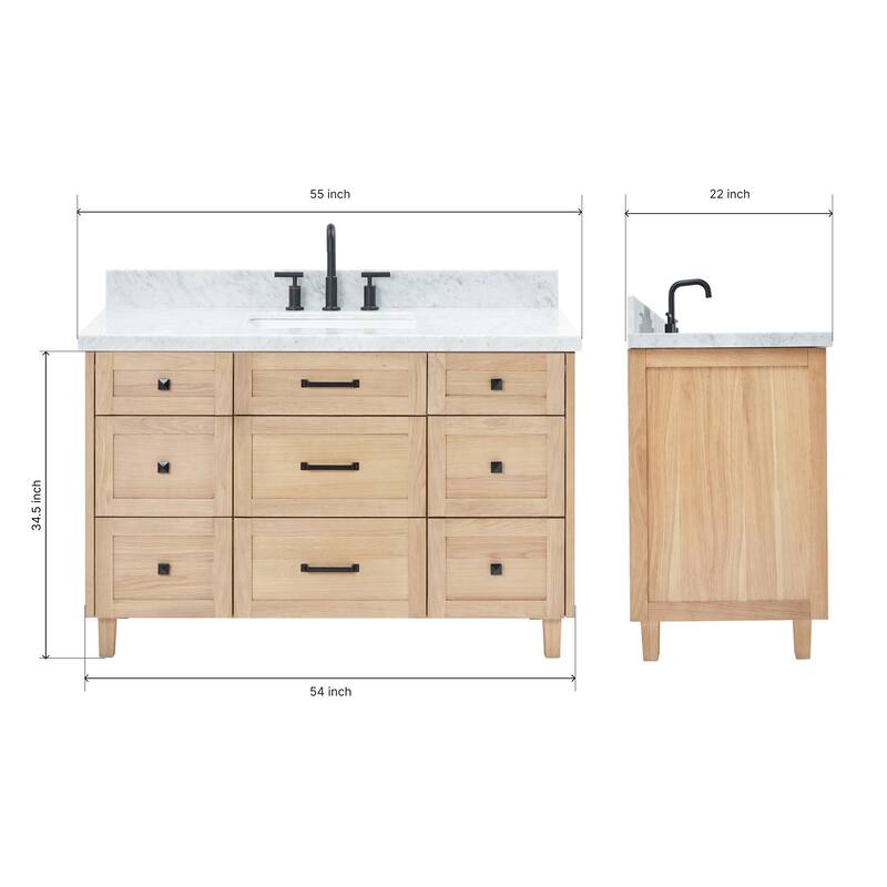 Ariel B55CWRVO Monroe 55" Free Standing Single Basin Vanity Set with