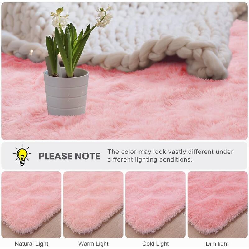 Living Room Bedroom Super Soft Pile Area Rug, Modern Shaggy Rugs, Non-Slip Pile Rugs for Kids