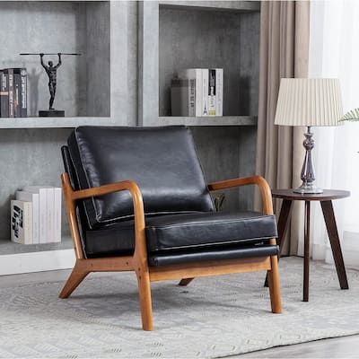 Wood Frame Armchair, Modern Accent Chair Lounge Chair for Living Room