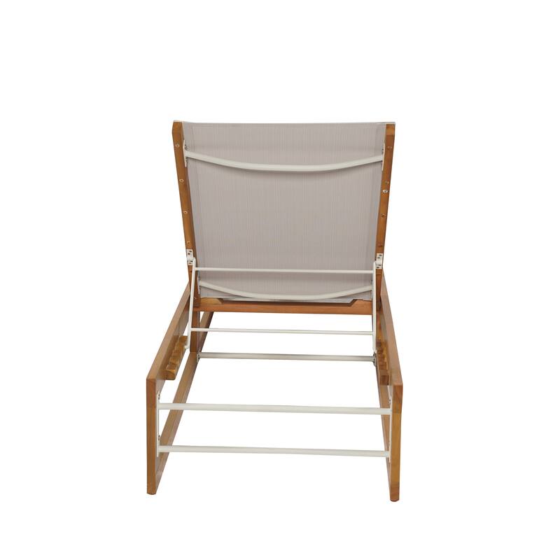 Emile Outdoor Mesh and Wood Chaise Lounge (Set of 2) by Christopher Knight Home