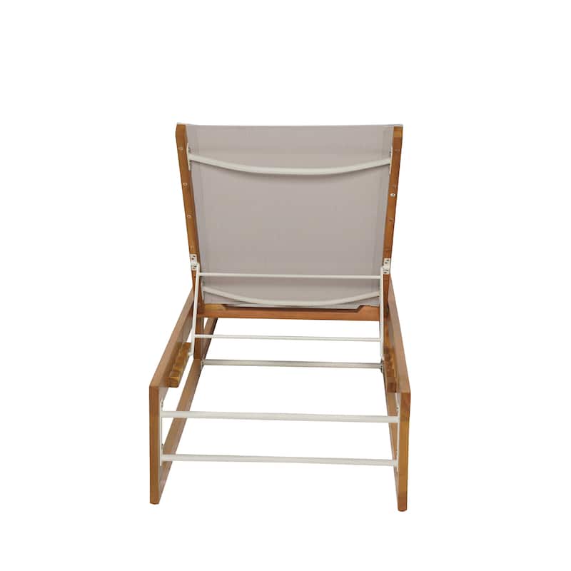 Emile Outdoor Mesh and Wood Chaise Lounge by Christopher Knight Home