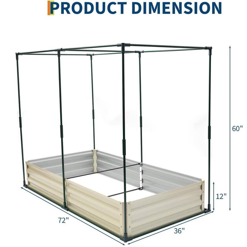 6X3x1Ft Galvanized Planter Garden Box, Raised Garden Bed with Cover
