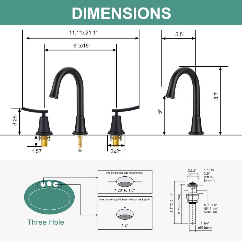 WOWOW 8 in. Widespread Double Handle Bathroom Sink Faucet