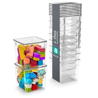 Sorbus Large Storage Clear Containers with Lids Toy Bins and Organizers, Small - 8 Pk