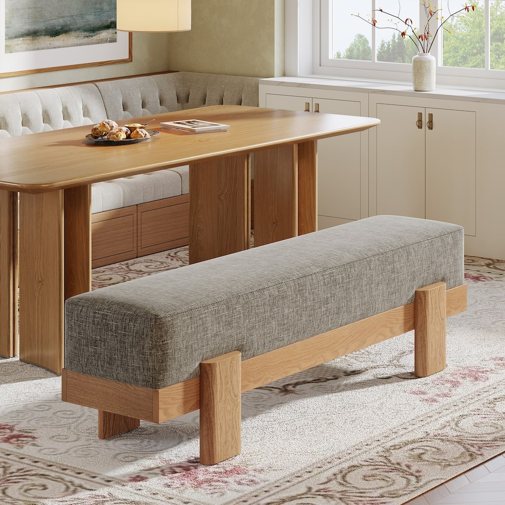 Upholstered Dining Bench, Padded Seat Kitchen Bench, Accent Seat Living/Dining Room Stool