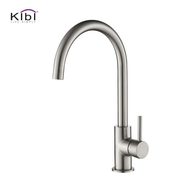 Lead Free Solid Brass High Arc Single Level Bar Prep Kitchen Faucet with Single Handle - Brushed Nickel
