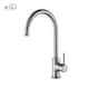 Lead Free Solid Brass High Arc Single Level Bar Prep Kitchen Faucet with Single Handle - Brushed Nickel