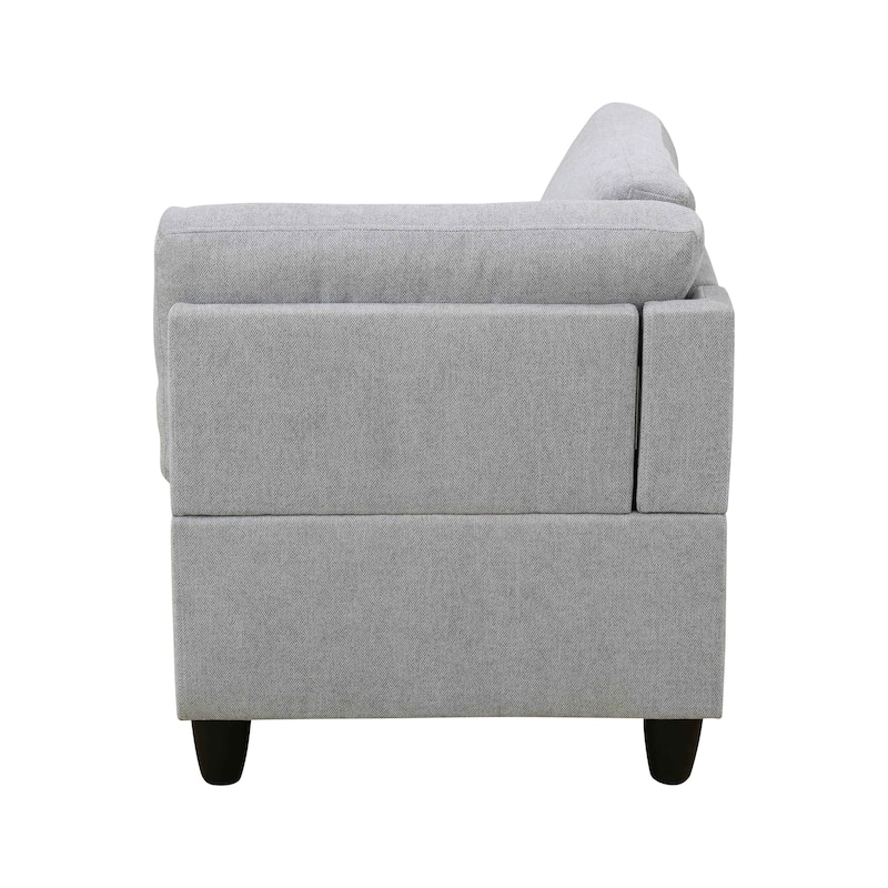 Grey White Flannel 8-Piece Living Room Sofa Set