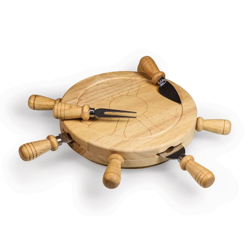 Picnic Time Mariner Lazy Susan Cheese Board & Tools Set