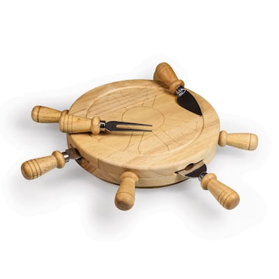 Picnic Time Mariner Lazy Susan Cheese Board & Tools Set
