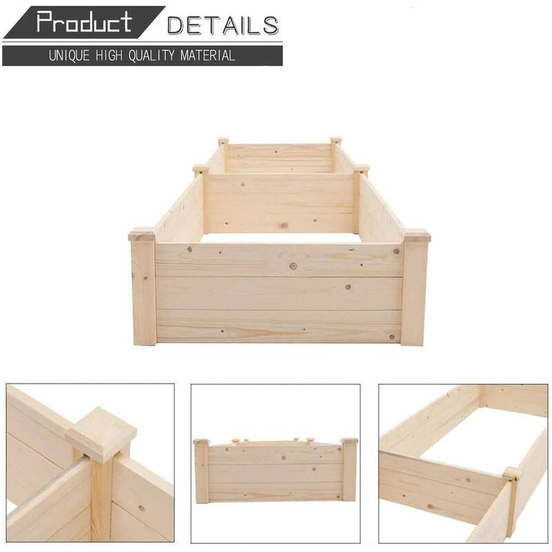 SUNCROWN 8-foot Wooden Garden Bed Planter Box