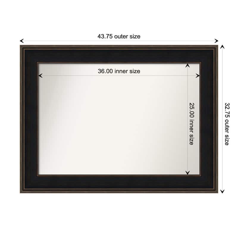 Mezzanine Espresso Framed Non-Beveled Custom Wall Mirror, Bathroom Vanity Mirror - Outer Size: 43.75 x 32.75