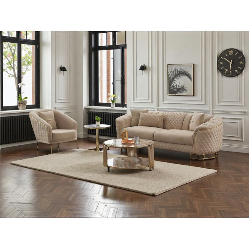SOLV 3 Pieces Living Room Sets 1 Sofa 2 Chair - Beige