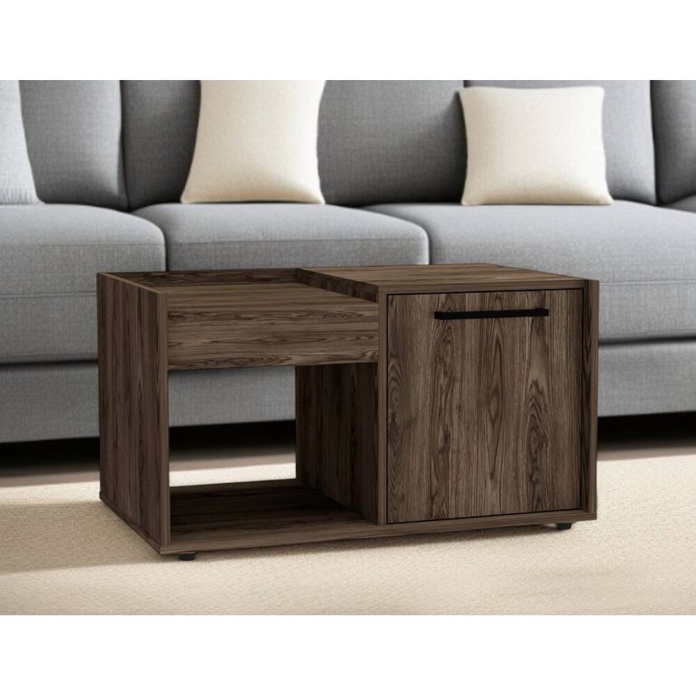 32" Dark Walnut Manufactured Wood Rectangular Coffee Table With Shelf - 17.72" H x 31.5" W x 19.7" D