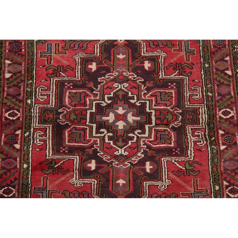 Geometric Traditional Heriz Persian Area Rug Hand-knotted Wool Carpet - 3'7" x 7'1"