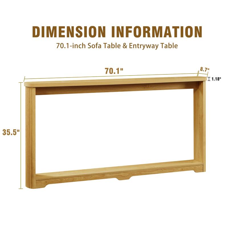Anmytek 70.1" Sofa Table Console Table Modern Oak Finish Entryway Hallway Accent Storage