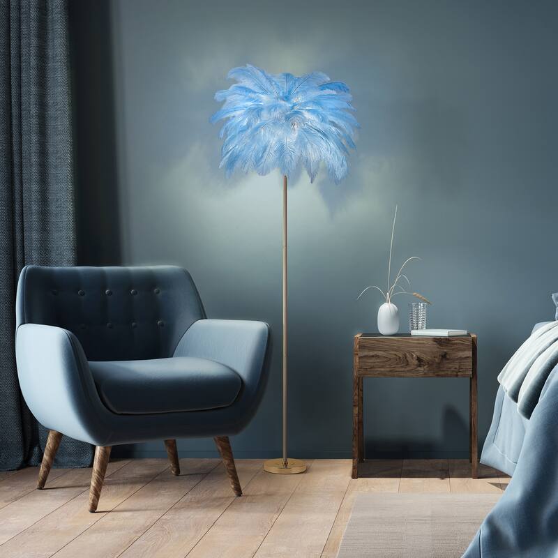 63 Inch Feather Tripod Floor Lamp With Bulbs