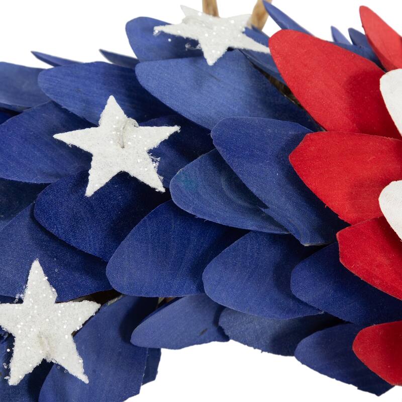 Layered Wood Americana Stars and Stripes Wreath - 15"