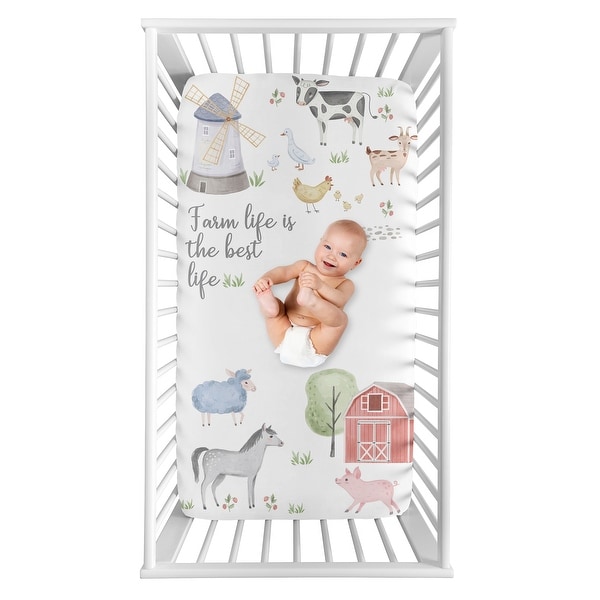 Farm Animals Collection Boy or Girl Photo Op Fitted Crib Sheet - Watercolor Farmhouse Horse Cow Sheep Pig Farm Life. Opens flyout.
