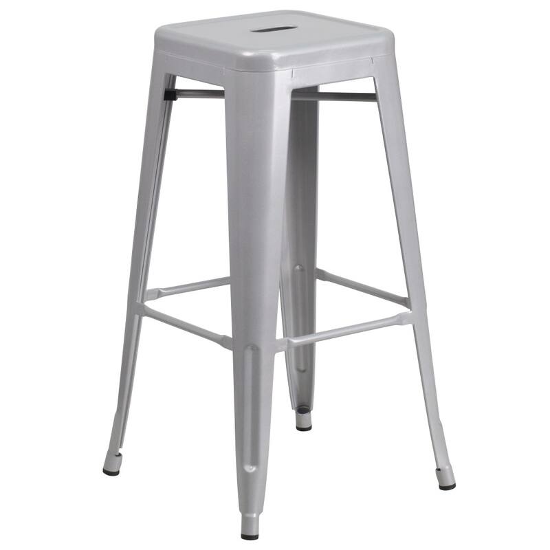 4 Pack 30" High Backless Metal Indoor-Outdoor Barstool with Square Seat