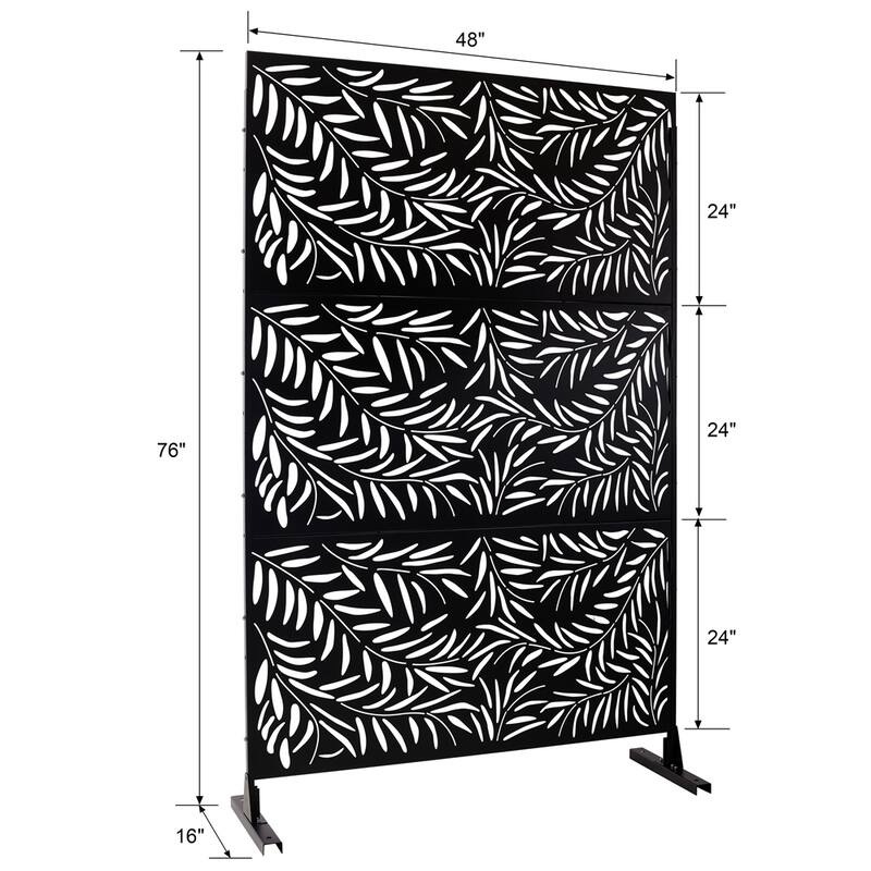 Outdoor & Indoor Freestanding Privacy Screen Privacy Screen 76"H×48"W - Black