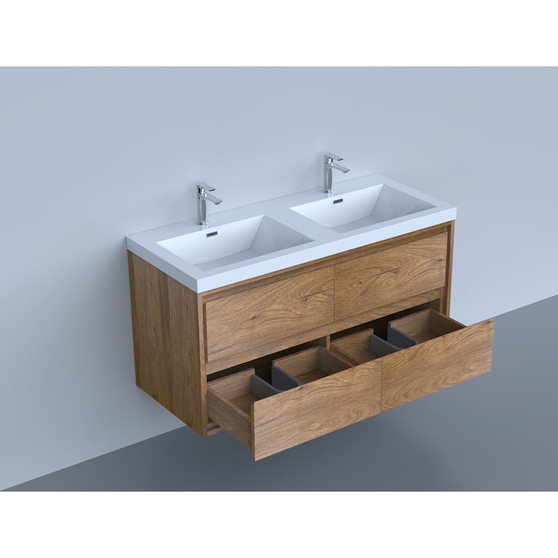 Sage 48" wall mounted bathroom vanity with double basin acrylic top
