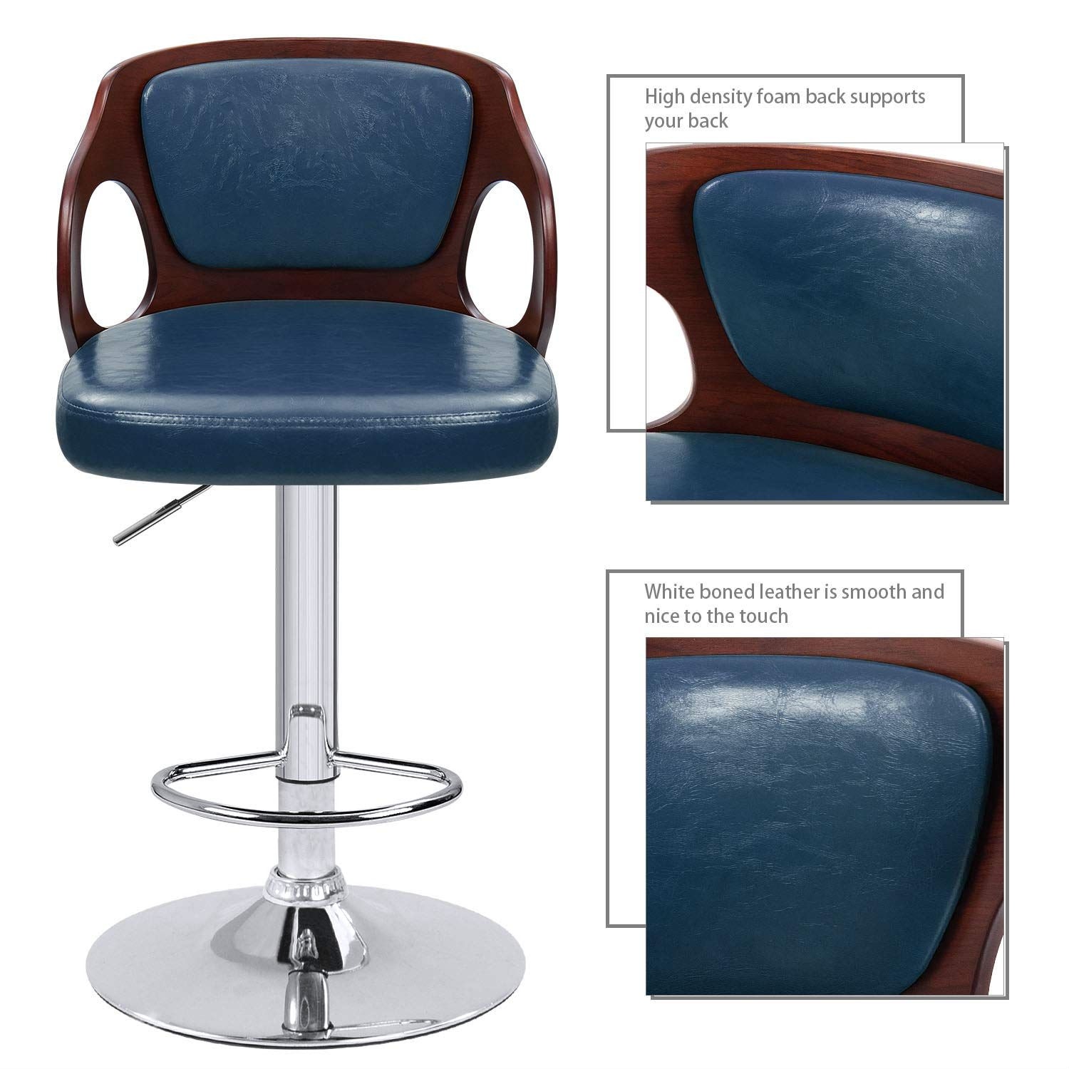 Homall Walnut Bentwood Bar Stools with PU Leather 1 Piece On