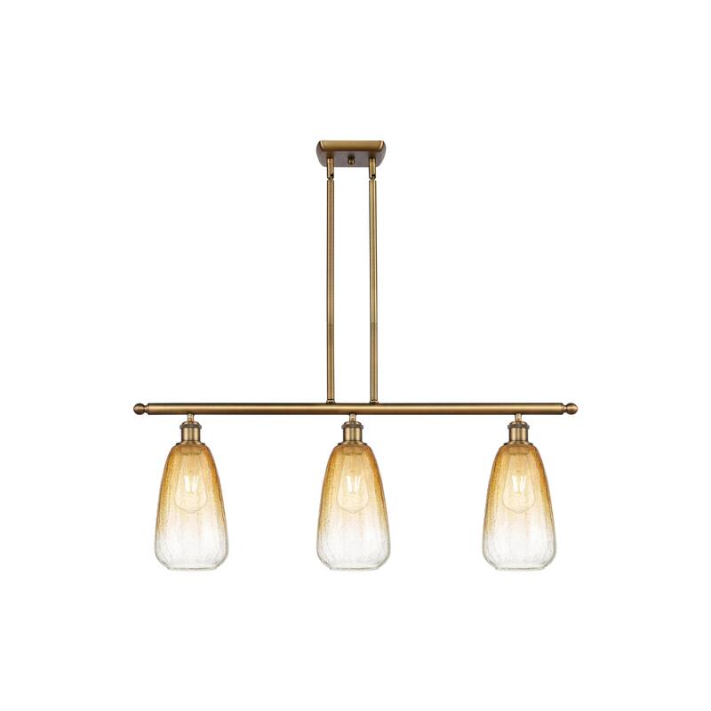 Innovations Lighting Endless Possibilities Ballston - Brookhaven Almond - 3 Light 36" Stem Hung Island Light - Brushed Brass/Amber