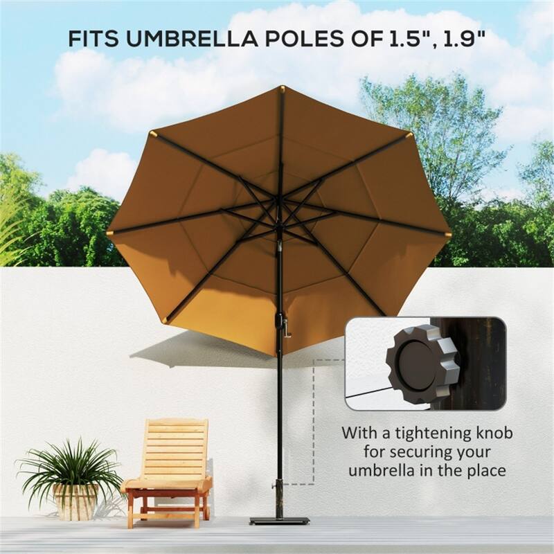Bronze Metal Outdoor Umbrella Base Stand 29 lbs Weather-Resistant with Adjustable Pads for Garden Deck Poolside Parasol