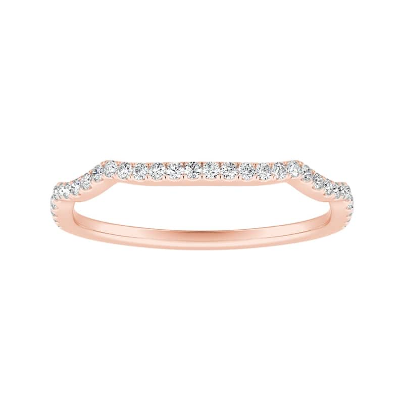 Auriya 1/8ctw Contoured Diamond Wedding Band 14k Gold - Rose - 8