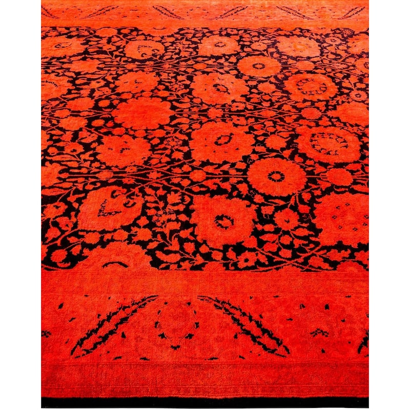 Overton Hand Knotted Wool Vintage Inspired Modern Contemporary Overdyed Orange Area Rug - 6' 2" x 8' 10"