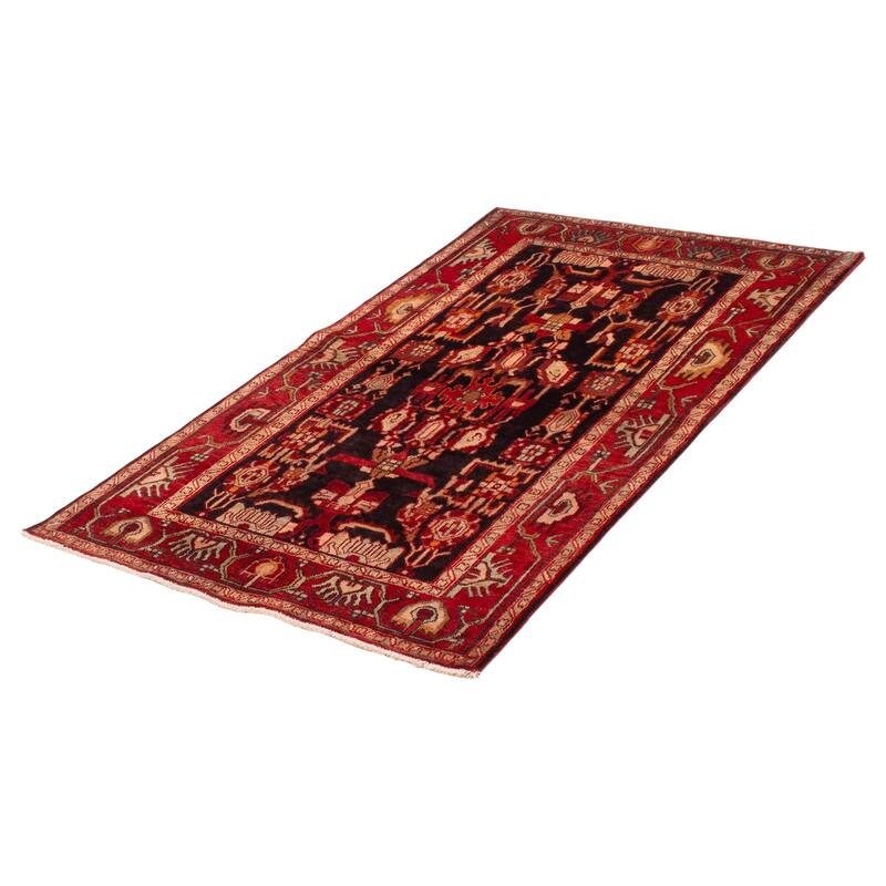 ECARPETGALLERY Hand-knotted Andelz Black, Red Wool Rug - 4'4 x 7'3