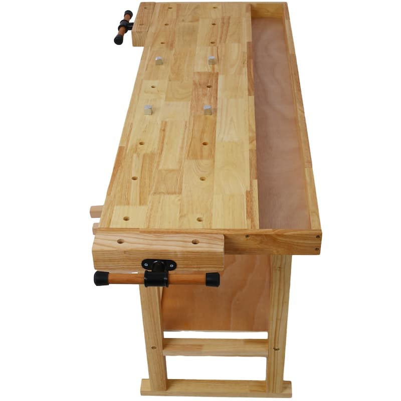 55-Inch Wood Workbench, Wooden Workbench for Garage Workshop and Home