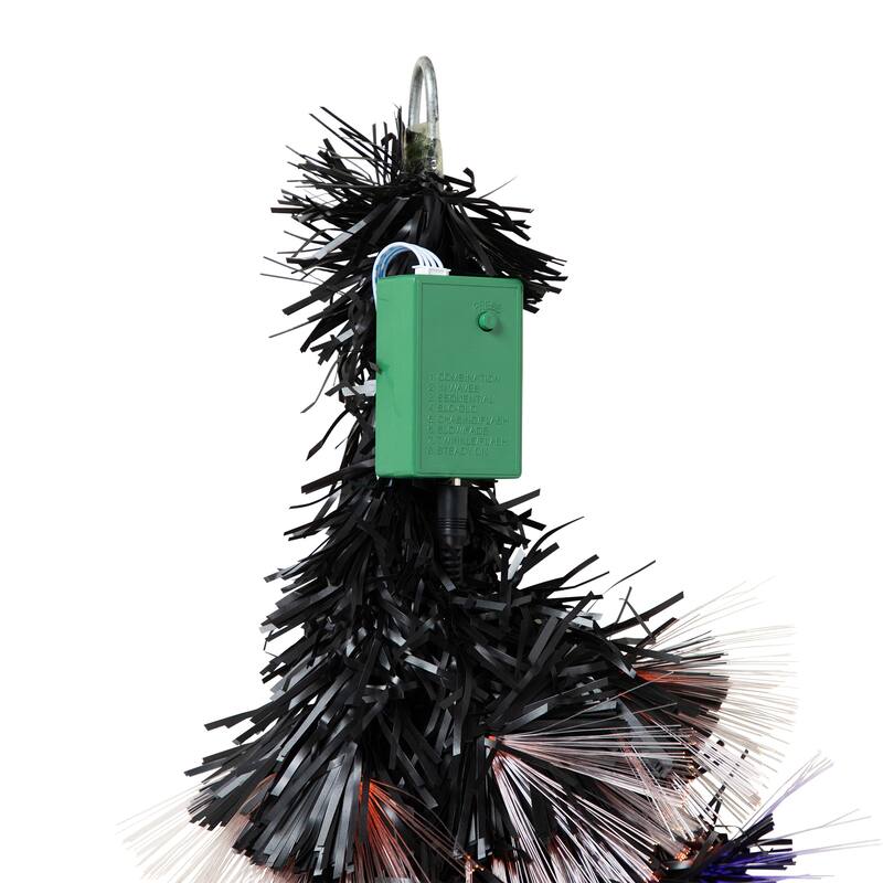 Multi Function Fiber Optic Artificial Halloween Garland - 6' x 6" - Black - Purple and Orange LED