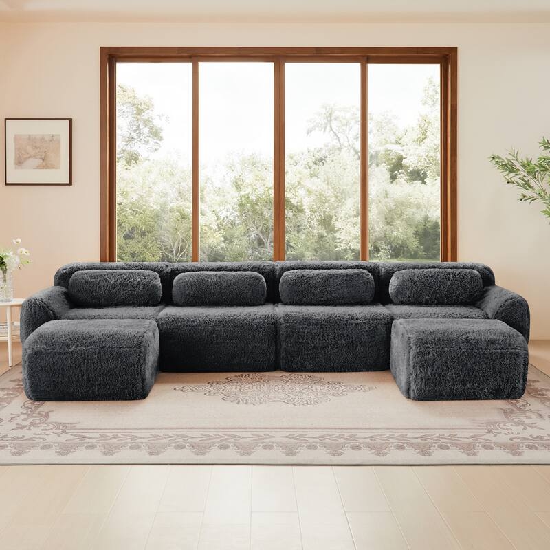 Anmytek Modern Comfortable U-Shaped Boneless Sofa - Free Combination, No Assembly Required, Full-Compression Vacuum Packed