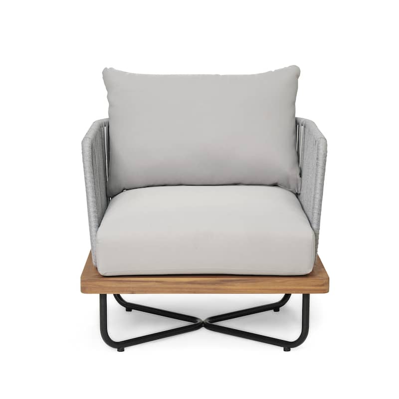 Christopher Knight Home - Emerson Coastal Acacia Wood Outdoor Chair with Cushions