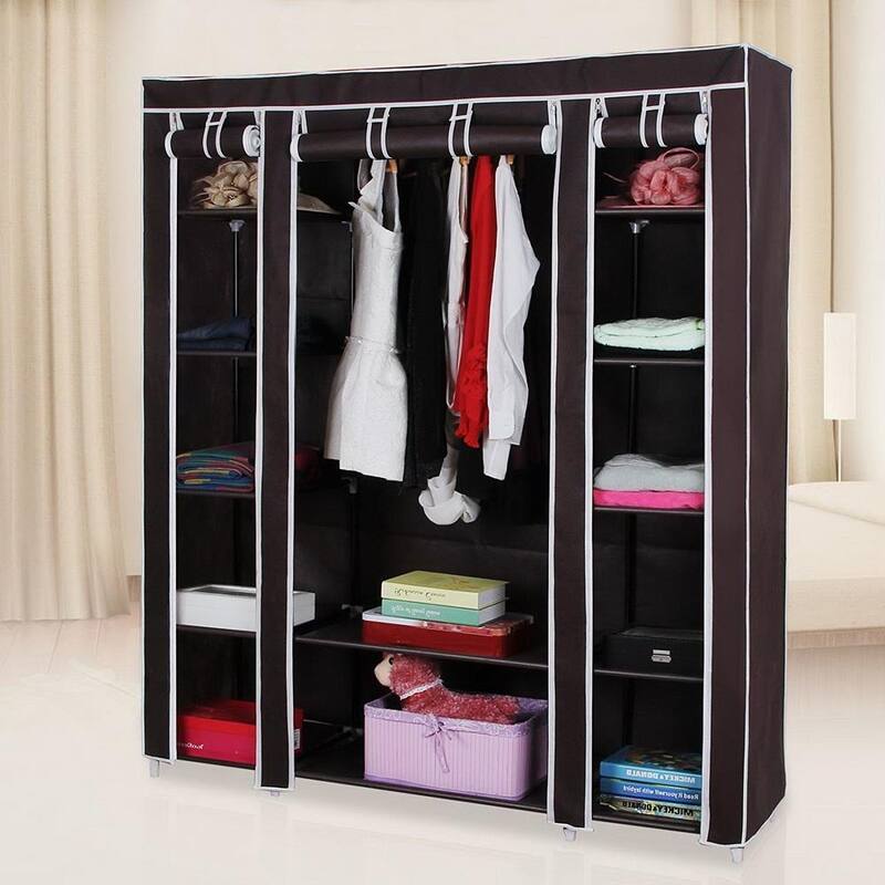 67''/ 69" Portable Clothes Closet Wardrobe Storage Organizer - 69" - Dark Brown