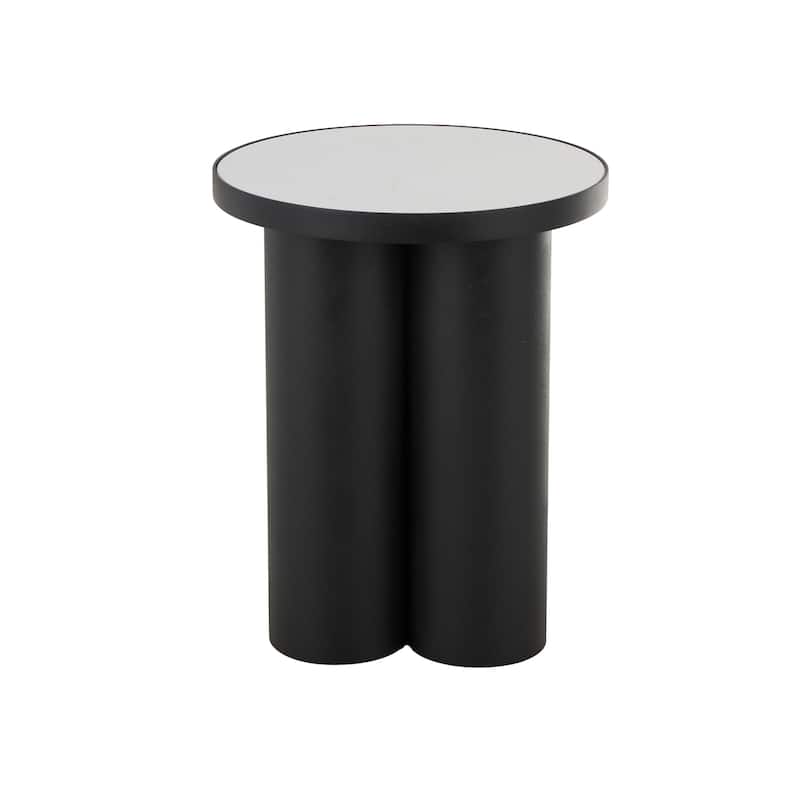 Black Metal Side End Accent Table with White Marble Tabletop