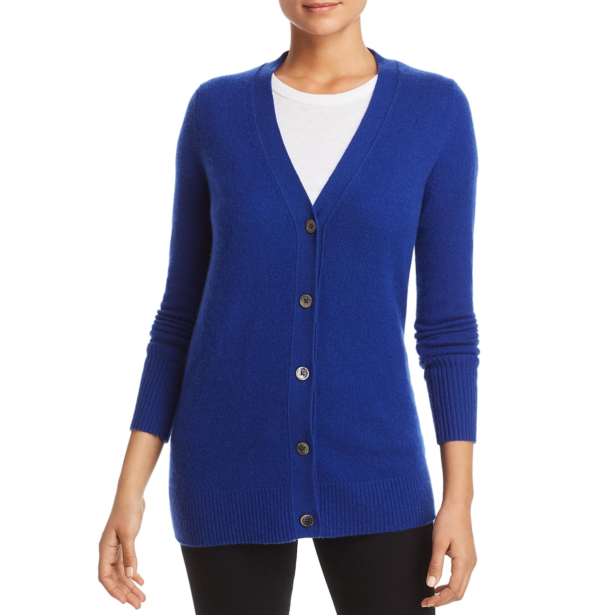 Navy blue v neck cardigan womens clearance