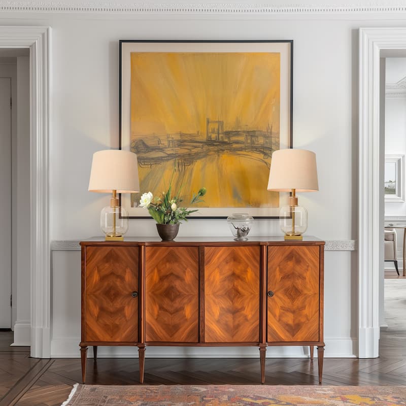 Zoey Coastal 24 IN Gold Table Lamp Clear Seeded Glass Base Desk Light - D14"xH24"