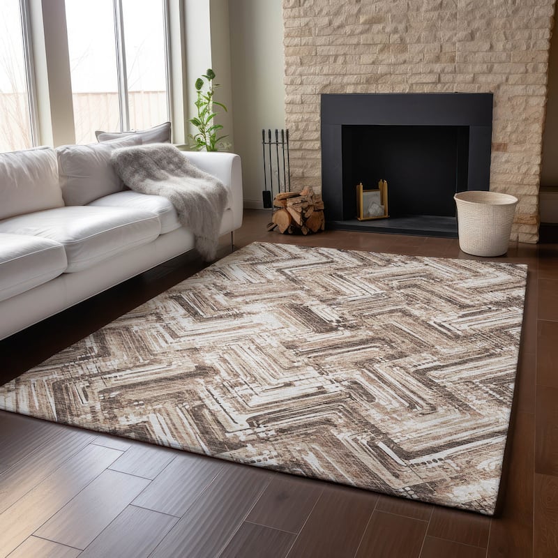 Premium Washable Super Soft Blurred Chevron Mayfield Rug