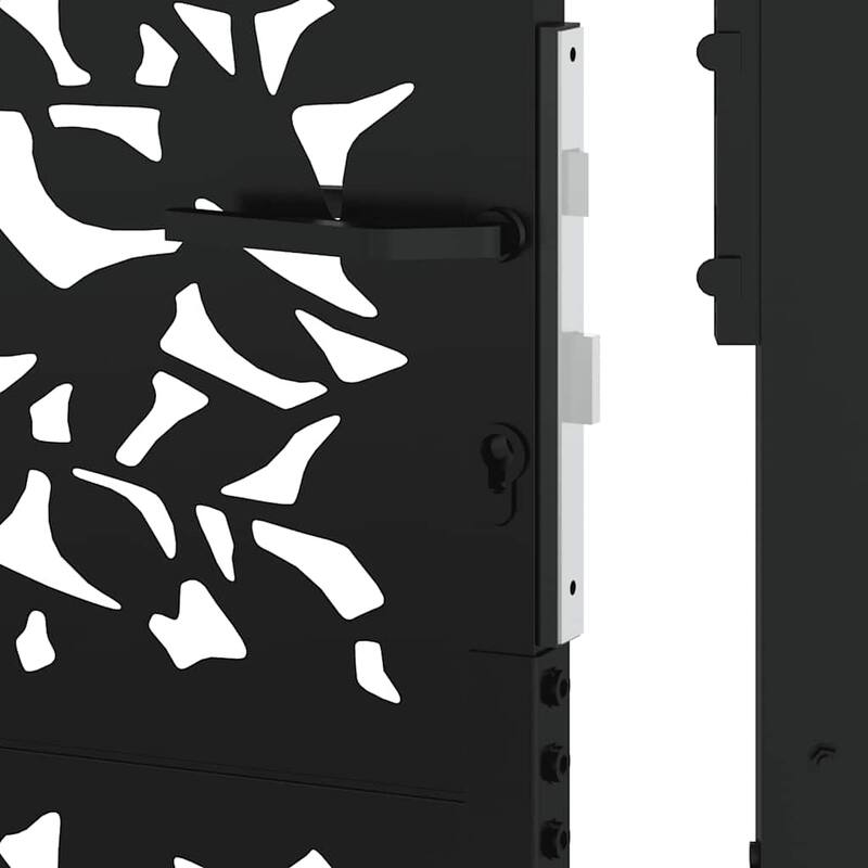 vidaXL Garden Gate Black Steel Leaf Design