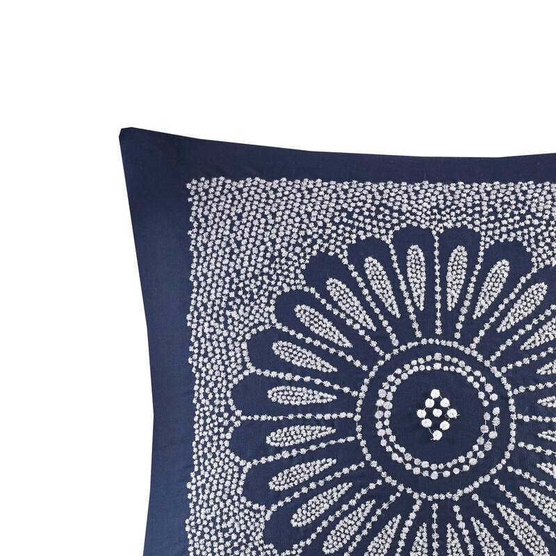 INK+IVY Sofia Cotton Embroidered Decorative Square Pillow