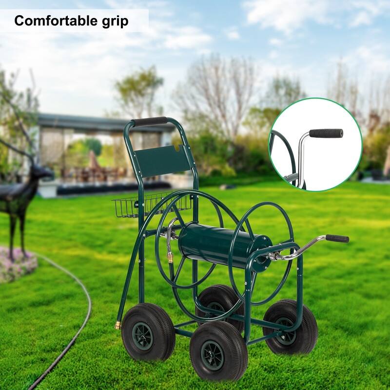 Iron Four-Wheel Hose Reel Cart