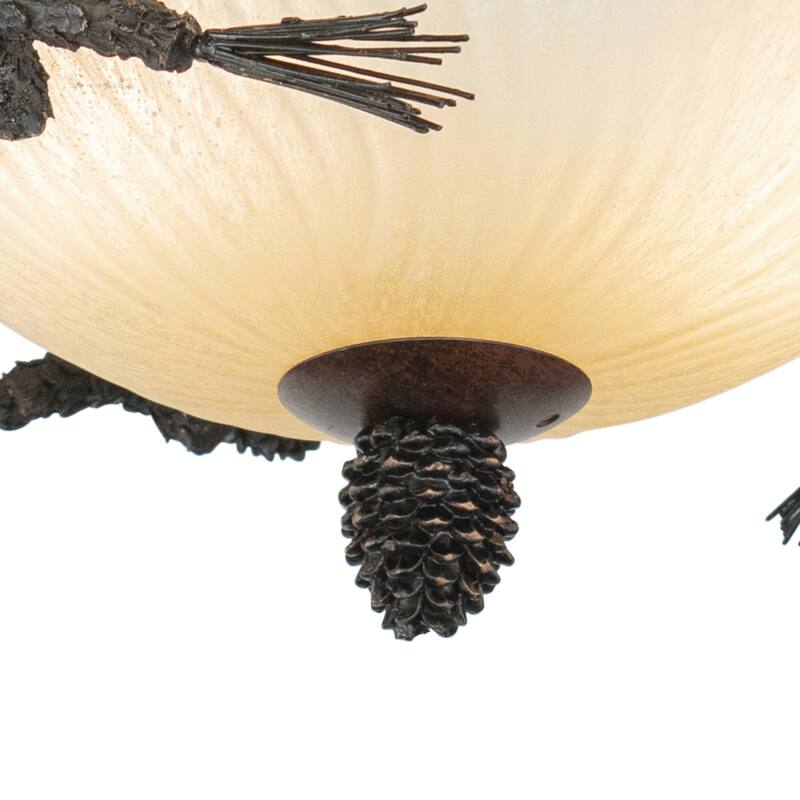 Ceiling Light - Bronze Pinecone Semi Flush Mount - Wood Fan Light Kit - Indoor Lighting - 8